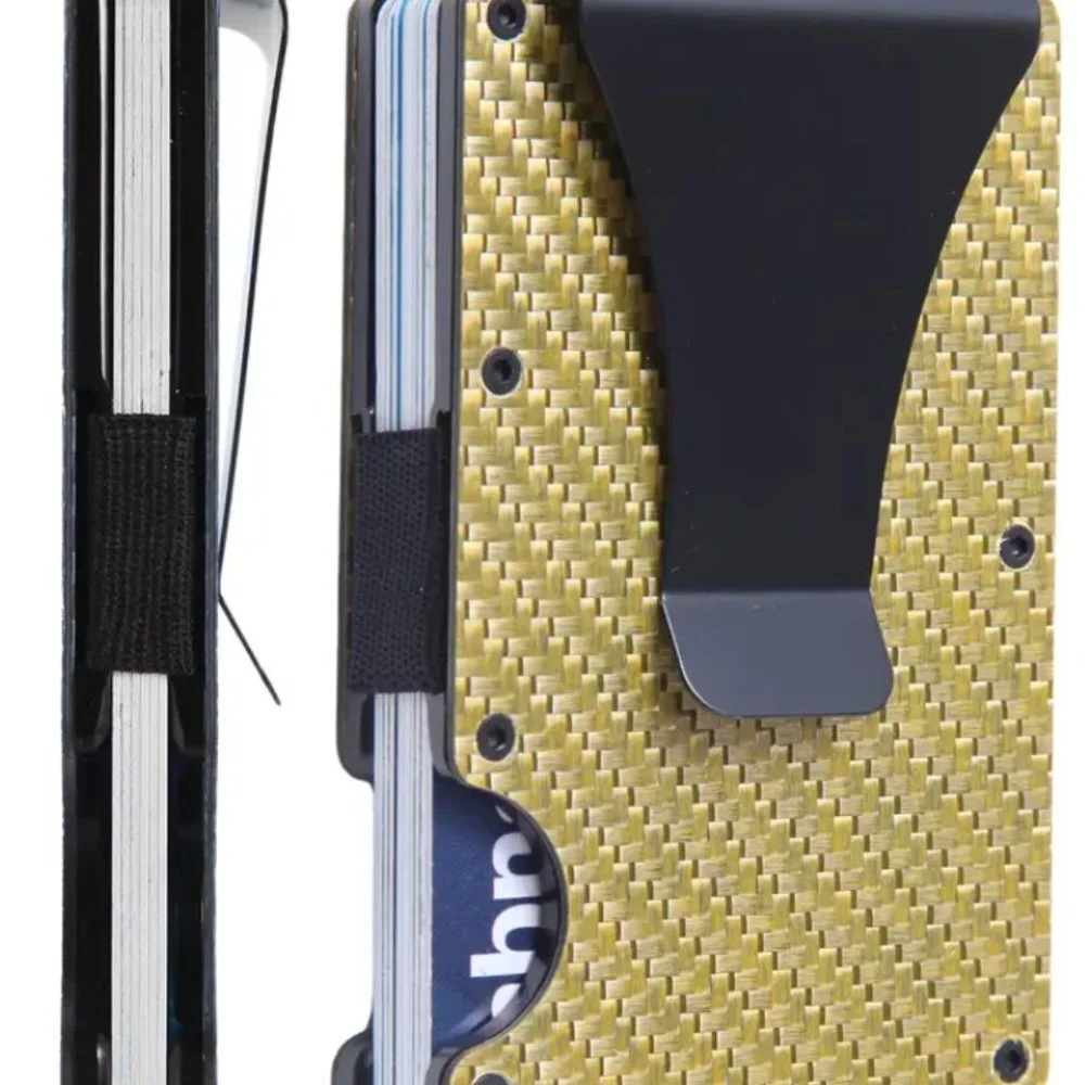 Minimalist Wallet Slim Carbon Fiber RFID Blocking Card Holder Wallet Money Clip